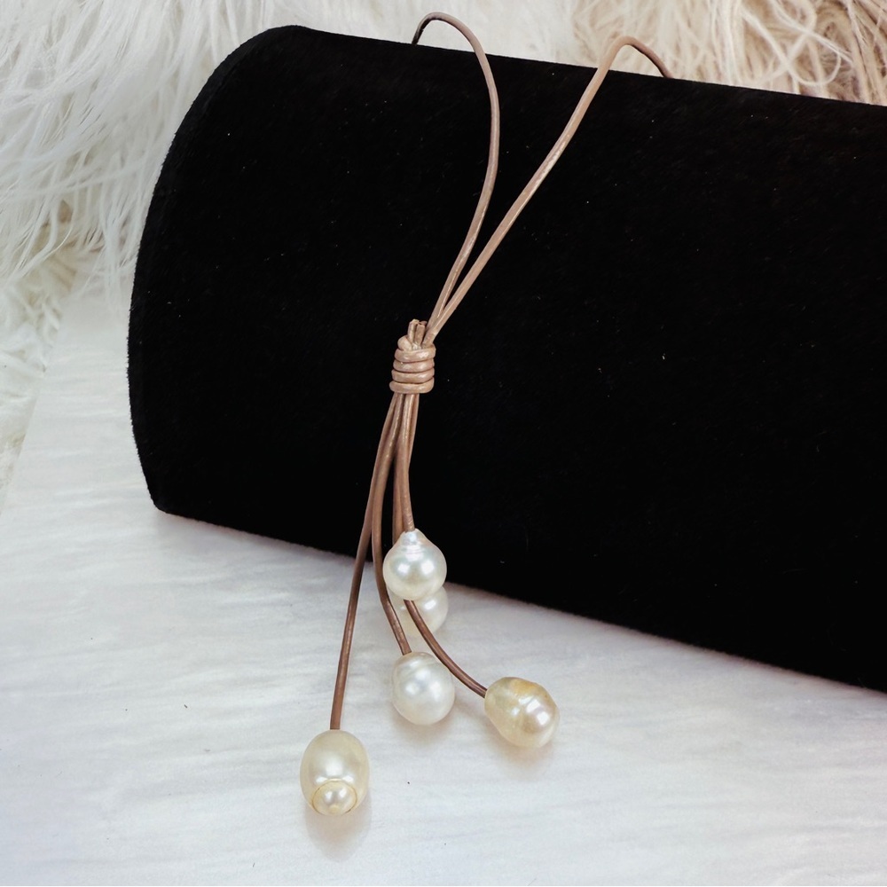 Magnetic closure faux freshwater pearl drop necklace